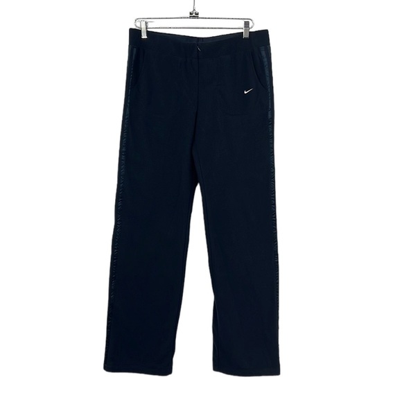 Nike Pants Womens Large Blue Fleece Track Front Zip Vintage‎ Y2K Satin Stripe - Picture 1 of 14